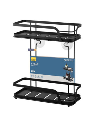 Полиця 2-ярусна Ardesto Vigor 26.5х14х31см, метал, поліпропілен, чорний