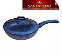 Сковорода SANTAREMO d-24 см., з мармуровим антипригарним покриттям, зі скляною кришкою з силіконовим обідком, індукція