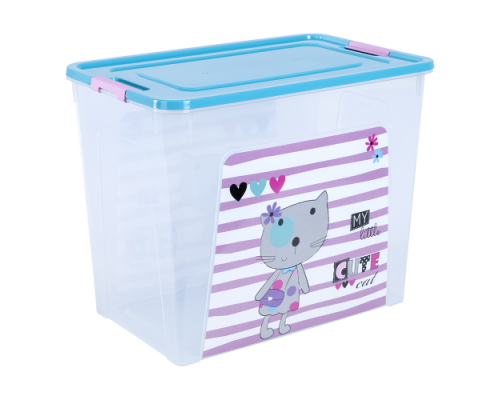 Контейнер дитячий "Smart Box" з декором 40 л. Pet Shop 49,4*32,2*39,5 см. (прозорий/бірюзовий/рожевий)
