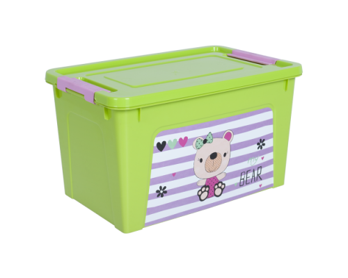 Контейнер дитячий "Smart Box" з декором  3,5 л. Pet Shop 24,7*16*14 см. (оливковий/оливковий/рожевий)