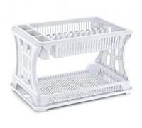 Сушка для посуду пластикова 2-х ярусна Ozer plastik 45*29*28 см біла*12