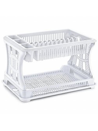 Сушка для посуду пластикова 2-х ярусна Ozer plastik 45*29*28 см біла*12