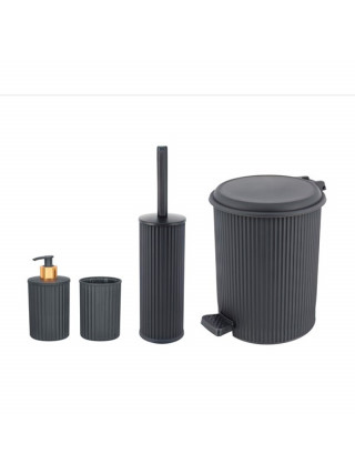 NOSTALGIA Набір для ванної 4 в 1 (йорж, відро для сміття 6л, дозатор та стакан для щіток)(Антрацит)